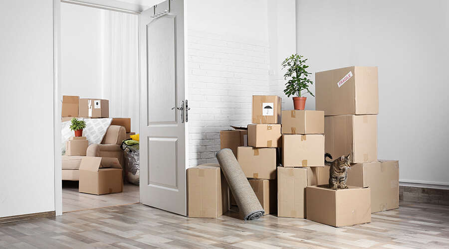 moving home stuff stacked up