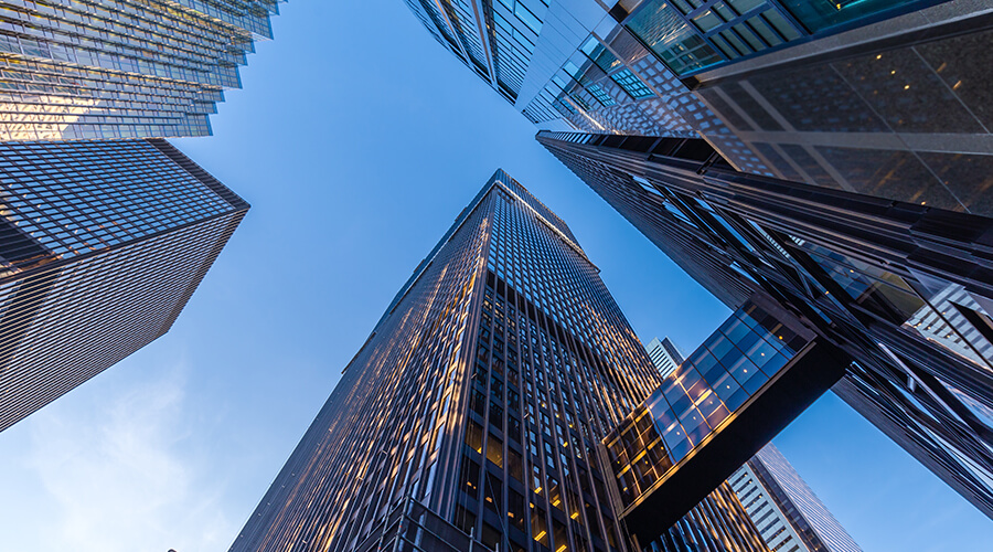 modern glass skyscrapers