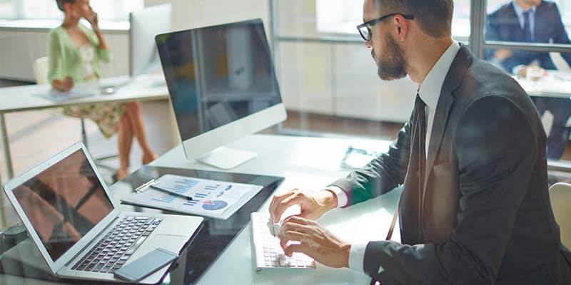 employee using computer