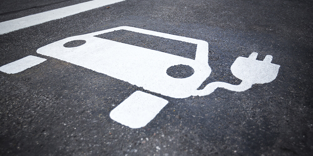 Electric vehicle charging station pavement marking symbol for autocad